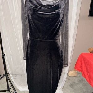 DKNY Black Sheer Sleeve Dress